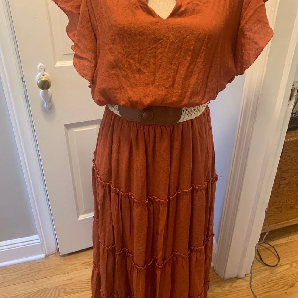 NY Collection maxi dress size L rust brown